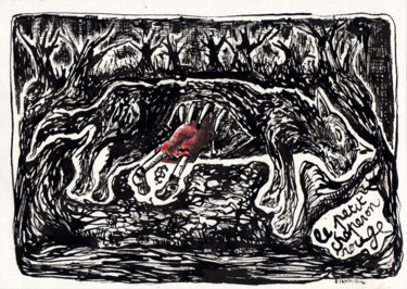 Desenho intitulada "Le Petit Chaperon R…" por Patrick Jannin, Obras de arte originais, Tinta