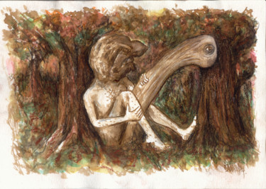 Dessin intitulée "L'appel de la forêt" par Patrick Jannin, Œuvre d'art originale, Autre