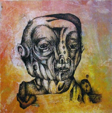 Painting titled "Sans titre 2" by Patrick Jannin, Original Artwork, Ink Mounted on Wood Stretcher frame