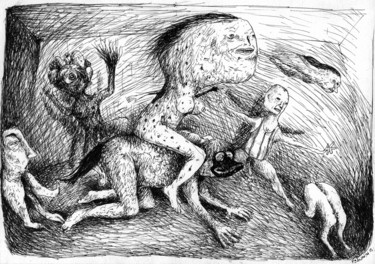 Zeichnungen mit dem Titel "Donjons et Chapons" von Patrick Jannin, Original-Kunstwerk, Tinte