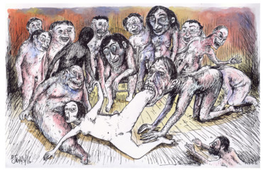 Zeichnungen mit dem Titel "Surprise-party" von Patrick Jannin, Original-Kunstwerk, Andere