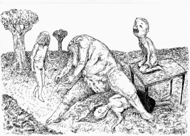 Rysunek zatytułowany „Du ciment dans les…” autorstwa Patrick Jannin, Oryginalna praca, Atrament