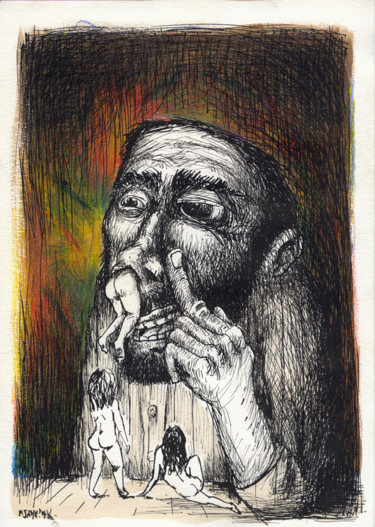 Рисунок под названием "Sex Addict" - Patrick Jannin, Подлинное произведение искусства, Цветные карандаши