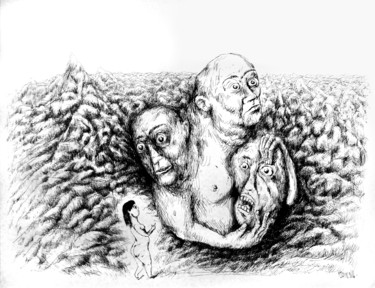 Disegno intitolato "Planète" da Patrick Jannin, Opera d'arte originale, Inchiostro