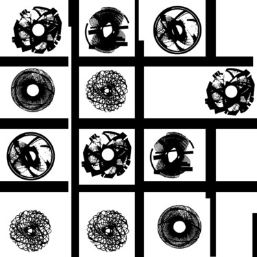 Druckgrafik mit dem Titel "Electrical Circles" von Tatiana Pianida, Original-Kunstwerk, Siebdruck