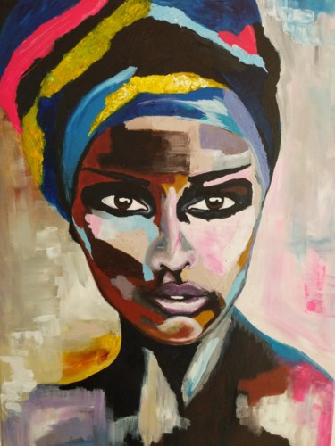 Painting titled "Mama Africa" by P R O V I D E N C E, Original Artwork, Acrylic