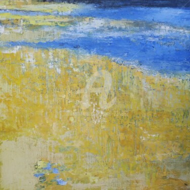 Painting titled "Marais bleu jaune" by Pjc, Original Artwork, Oil