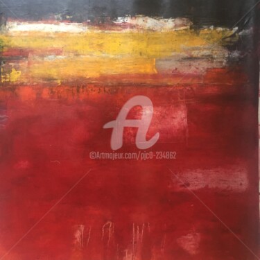 Painting titled "ROUGE" by Pjc, Original Artwork, Oil Mounted on Wood Stretcher frame