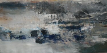 Painting titled "Bleu gris" by Pjc, Original Artwork, Oil