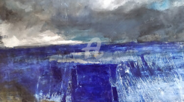 Peinture intitulée "Dark blue" par Pjc, Œuvre d'art originale, Huile