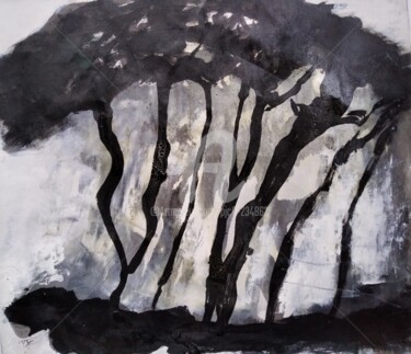 Картина под названием "Noir blanc 6" - Pjc, Подлинное произведение искусства, Чернила