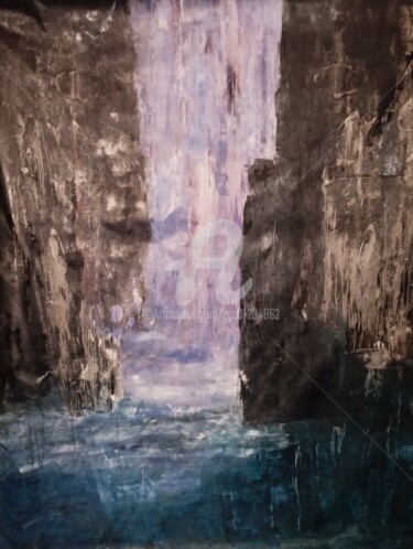 Painting titled "Chute d'eau" by Pjc, Original Artwork, Oil