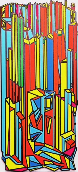 Peinture intitulée "Verticalités optimi…" par Pierre-Jean Combar, Œuvre d'art originale, Acrylique