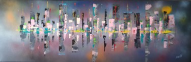 Painting titled "City Space" by Pascal Koza, Original Artwork, Acrylic Mounted on Wood Stretcher frame