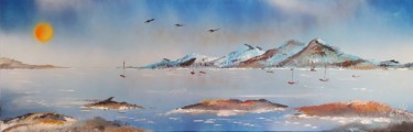 Pittura intitolato "Lac d'hiver" da Pascal Koza, Opera d'arte originale, Acrilico Montato su Telaio per barella in legno