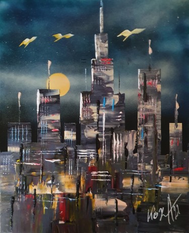 Painting titled "Pollution architect…" by Pascal Koza, Original Artwork, Acrylic Mounted on Wood Stretcher frame