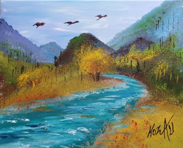 제목이 "Fraîcheur d'automne"인 미술작품 Pascal Koza로, 원작, 아크릴 나무 들것 프레임에 장착됨