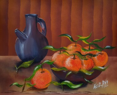 Painting titled "Les oranges" by Pascal Koza, Original Artwork, Acrylic Mounted on Wood Stretcher frame