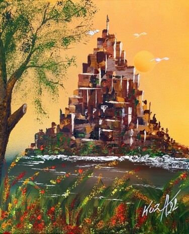 Malerei mit dem Titel "Le printemps au Mon…" von Pascal Koza, Original-Kunstwerk, Acryl Auf Keilrahmen aus Holz montiert