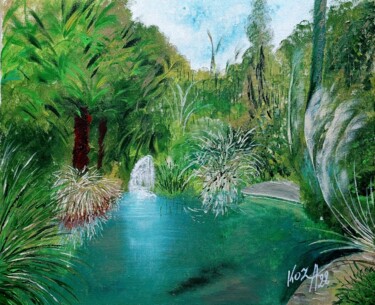 Painting titled "Parc Olbius Riquier…" by Pascal Koza, Original Artwork, Acrylic Mounted on Wood Stretcher frame