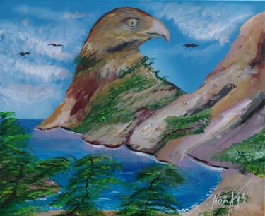 Painting titled "Le bec de l'aigle" by Pascal Koza, Original Artwork, Acrylic Mounted on Wood Stretcher frame