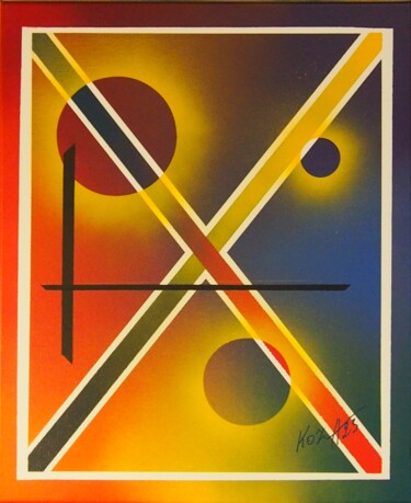 Malarstwo zatytułowany „Univers Chromatique” autorstwa Pascal Koza, Oryginalna praca, Akryl Zamontowany na Drewniana rama no…