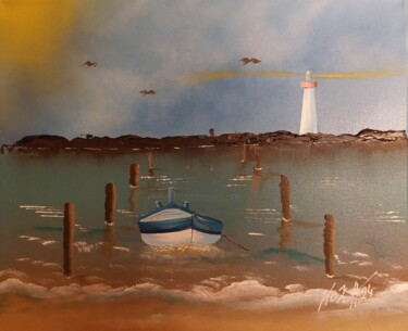 Painting titled "Cap Ferret" by Pascal Koza, Original Artwork, Acrylic Mounted on Wood Stretcher frame