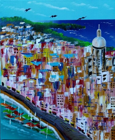 Painting titled "Ville méditerranéen…" by Pascal Koza, Original Artwork, Acrylic