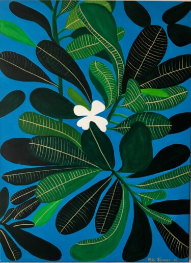 Painting titled "Frangipani # 3" by Peter Kruger, Original Artwork, Acrylic