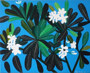 Painting titled "Frangipani # 7" by Peter Kruger, Original Artwork, Acrylic