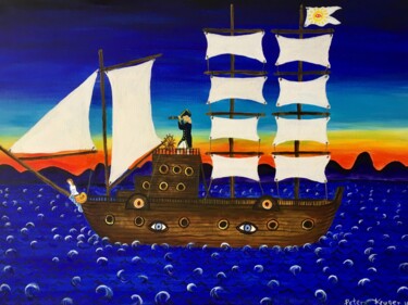 Peinture intitulée "The Captain" par Peter Kruger, Œuvre d'art originale, Acrylique