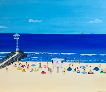 Malerei mit dem Titel "City Beach" von Peter Kruger, Original-Kunstwerk, Acryl