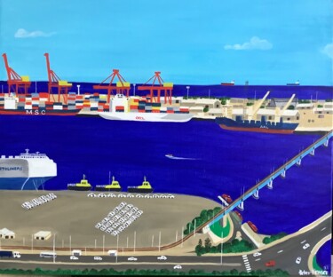 Painting titled "Harbour" by Peter Kruger, Original Artwork, Acrylic