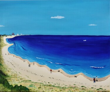 Painting titled "Beach Walkers" by Peter Kruger, Original Artwork, Acrylic