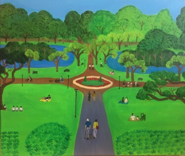 Painting titled "In the Park # 1" by Peter Kruger, Original Artwork, Acrylic