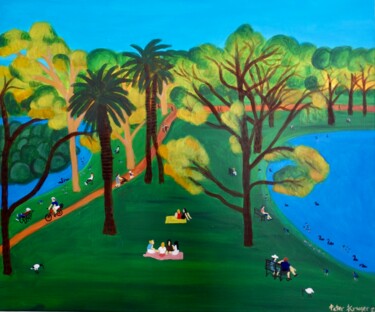 Painting titled "In the Park # 3" by Peter Kruger, Original Artwork, Acrylic