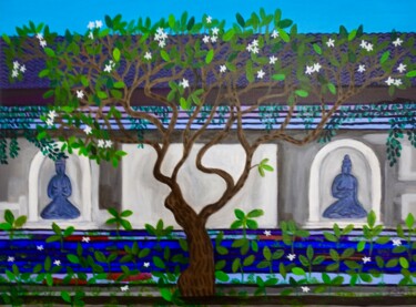 Malerei mit dem Titel "Frangipani Tree and…" von Peter Kruger, Original-Kunstwerk, Acryl