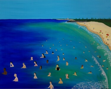 Painting titled "Waiting for Waves" by Peter Kruger, Original Artwork, Acrylic