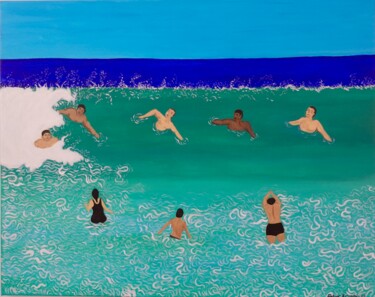 Painting titled "Body Surfers" by Peter Kruger, Original Artwork, Acrylic