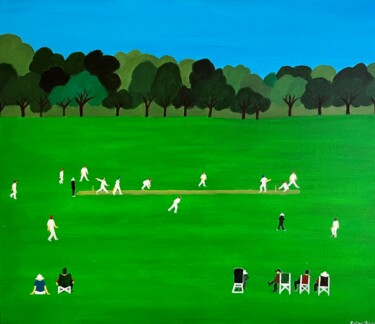 Painting titled "Sunday Cricket" by Peter Kruger, Original Artwork, Acrylic