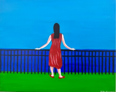 Malarstwo zatytułowany „The Girl in a Red D…” autorstwa Peter Kruger, Oryginalna praca, Akryl