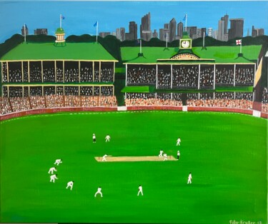 Painting titled "Cricket Match" by Peter Kruger, Original Artwork, Acrylic