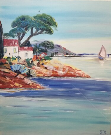 Painting titled "Seaside, Original w…" by Plakhotnyk Nataliia, Original Artwork, Oil