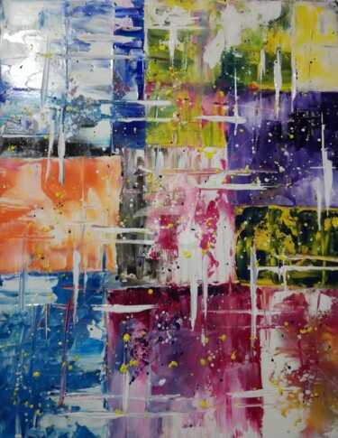 Painting titled "Rain, Bright, Abstr…" by Plakhotnyk Nataliia, Original Artwork, Acrylic