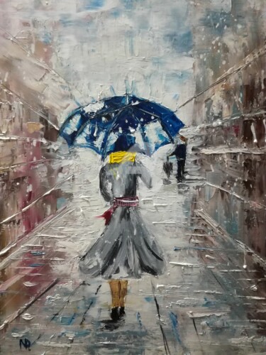 Painting titled "Under the snow, Win…" by Plakhotnyk Nataliia, Original Artwork, Oil