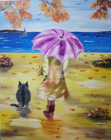 Painting titled "Waiting" by Plakhotnyk Nataliia, Original Artwork, Oil