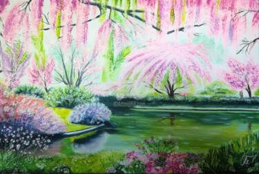 Painting titled "Spring Garden" by Plakhotnyk Nataliia, Original Artwork, Oil