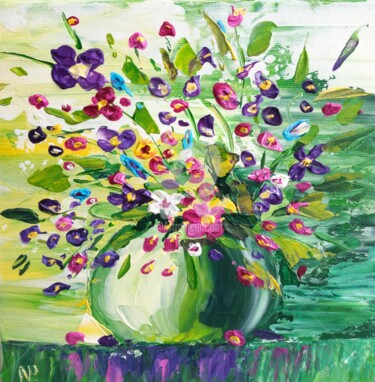 Painting titled "Floral idea" by Plakhotnyk Nataliia, Original Artwork, Acrylic