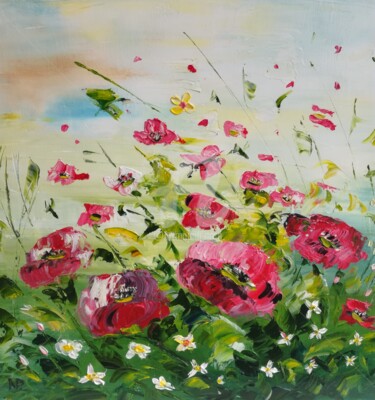 Painting titled "Poppies" by Plakhotnyk Nataliia, Original Artwork, Oil