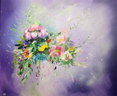Painting titled "Misty flowers" by Plakhotnyk Nataliia, Original Artwork, Acrylic